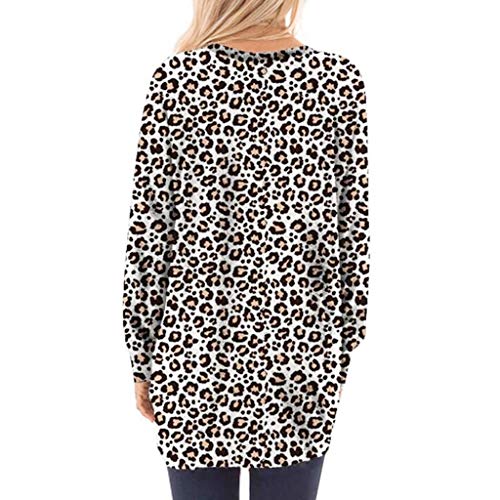 WARMWORD Camiseta Manga Larga Mujer Tops Blusa Mujer Elegante Mujeres Blusa T-Shirt Casual Tops Primavera T-Shirt Leopardo Camiseta Mujer Larga Ropa Mujer Talla Grande Blusas