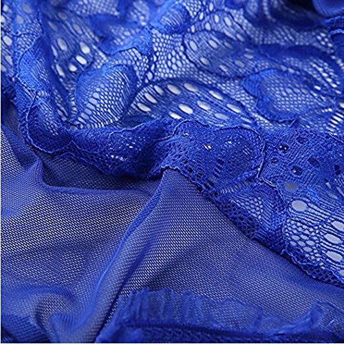 Warmword Lencería Sexy de Peluche para Mujer Body de Encaje de una Pieza Body de camisón Atracción Sexual Perspectiva Lencería Ropa Interior Tallas Grandes S-2XL