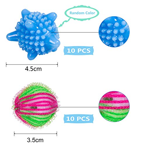 WELLXUNK Bolas De Lavado, Bolas de Lavado para la Colada, 20 PCS Bolas de Secadoras Reutilizables, Limpieza de Mágico, para Lavadora, Reduce el Tiempo de Secado, Consigue Menos Arrugas en la Ropa