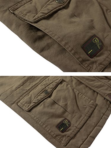 WenVen Abrigos Cálido Invierno Chaqueta Longitud Media Delgada Cazadora Entretiempo Bolsillos Múltiples Chaqueta de Lana Exteriores Hombre Caqui Small