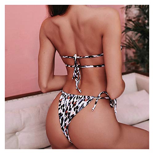 WENYOG Trajes De BañO Sexy Bikini Bandeau Traje de baño Traje de baño Femenino Mujeres Mini Thong Bikini fijado beather natación Ropa de Playa Trajes De BañO Mujer (Color : Red, Size : M)