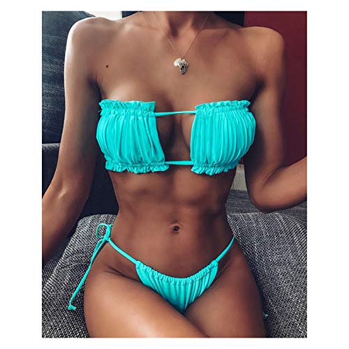 WENYOG Trajes De BañO Sexy Bikini Bandeau Traje de baño Traje de baño Femenino Mujeres Mini Thong Bikini fijado beather natación Ropa de Playa Trajes De BañO Mujer (Color : Red, Size : M)