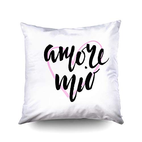 WH-CLA Cushion Cover Best Amore Mio Day Calligraphy D Elementos De Diseño Dibujados A Mano Manuscrito Moderno Brus Fundas De Almohada Ropa De Cama Sofá Cuadrado 45X45Cm Estándar Colorido