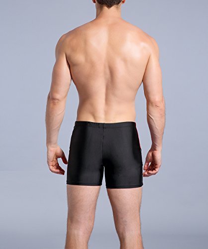 WHCREAT Bañador de Natación para Hombre Pantalones Cortos Protección UV Resistente al Cloro, Rojo/Gris XL