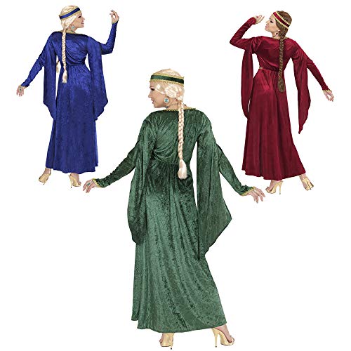 Widmann 57782 - Traje Medieval para mujeres, vestido y tocado, talla M, surtido de colores: ojo, verde o azul