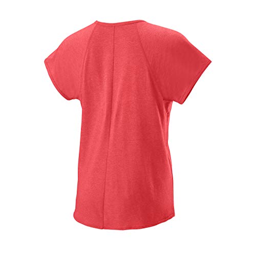 Wilson Mujer, W TRAINING V-NECK TEE, Camiseta de tenis cuello en V, Poliéster/Nailon, Rojo (Cayenne), Talla S, WRA775905