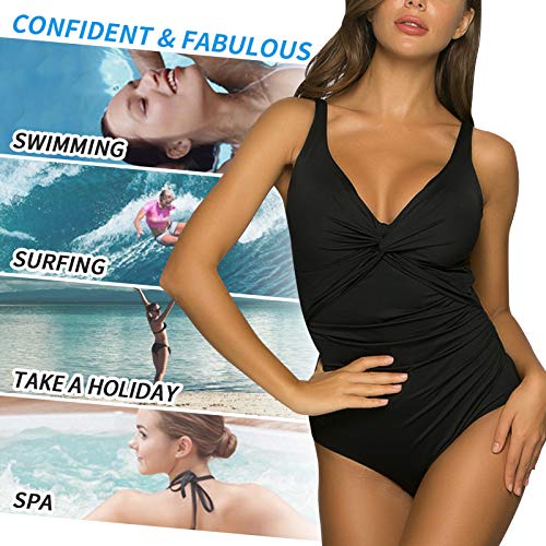 WIN.MAX Bañadores de Mujer Reductores Sexy Bañadores Mujer con Relleno Bañador Push up Traje de Baño Mujer (Negro, EU40)