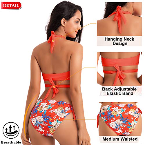 WIN.MAX Bikinis Mujer 2019,Bikinis Mujer 2019 Brasileños,Bikini Push Up con Relleno,Bañadores de Mujer,Playa de Verano Bañador,Bikini Talla Grande,Ideal para Nadar,Vacaciones(Rojo, EU40)