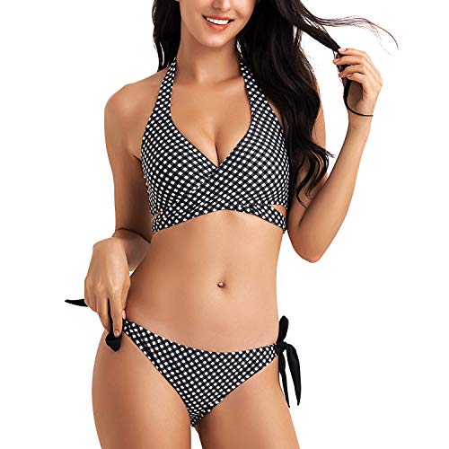 WIN.MAX Bikinis Mujer 2019,Bikinis Mujer 2019 Brasileños,Bikini Push Up con Relleno,Bañadores de Mujer,Playa de Verano Bañador,Bikini Talla Grande,Ideal para Nadar,Vacaciones(Negro, EU40)