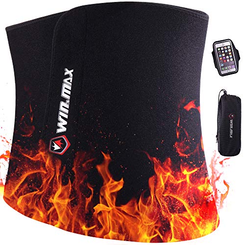 WIN.MAX Faja Mujer y Hombre,Faja para Gimnasio de Neopreno, Cinturón Lumbar Abdominal para Sudar y Hacer Deporte,Fitness y Proteger los lumbares (Negro, M(8"X 41"))