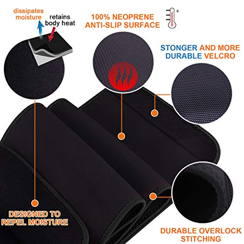 WIN.MAX Faja Reductora Mujer y Hombre,Faja Adelgazante,Faja para Gimnasio de Neopreno, Cinturón Lumbar Abdominal para Sudar y Hacer Deporte,Fitness y Proteger los lumbares (Negro, L)
