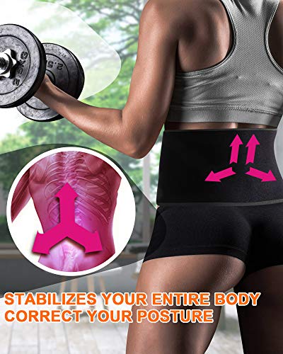 WIN.MAX Faja Reductora Mujer y Hombre,Faja Adelgazante,Faja para Gimnasio de Neopreno, Cinturón Lumbar Abdominal para Sudar y Hacer Deporte,Fitness y Proteger los lumbares (Negro, L)
