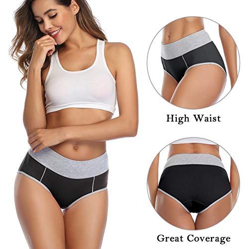 wirarpa Bragas Mujer Slip Cintura Alta Algodón Braguitas 4 Pack Tamaño M