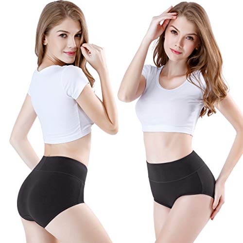 wirarpa Bragas Mujer Talle Alto Sin Costuras Pack de 4 Culotte Bambú Suave Braguitas Tallas Grandes Negro Talla XL