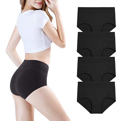 wirarpa Bragas Mujer Talle Alto Sin Costuras Pack de 4 Culotte Bambú Suave Braguitas Tallas Grandes Negro Talla XL