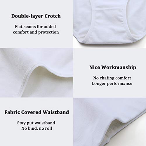 wirarpa Braguitas Culotte Algodón para Mujer Bragas de Cintura Alta Cómodo Blanco Pack de 4 Talla M