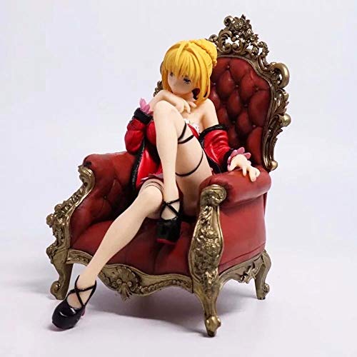 WISHVYQ Fate/Stay Night Anime Model Throne Pijamas Nero SEBA Sofa Beauty Girl Bar Doll Versión Escultura Decoración Estatua Muñeca Modelo Juguete Altura 16cm