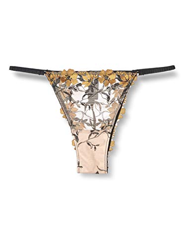 Women' Secret Braguita brasileña Tira Tejido Bordado Ropa Interior, Dorado/Mostaza, S para Mujer