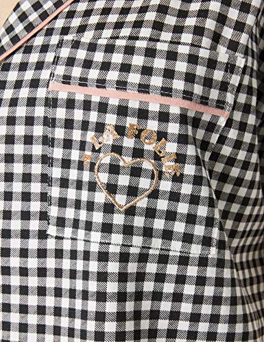 Women' Secret Pijama Camisero Capri cuadritos Vichy, Negro, XL para Mujer