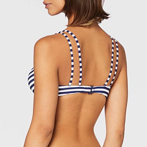 Women'secret, Parte Superior de bikini con foam y anillas, con abrochado trasero para Mujer, Multicolor (Blanco/Azul), 95B