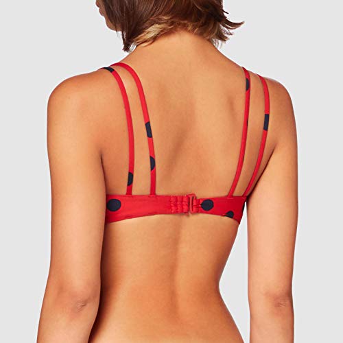 Women'secret, Parte Superior de bikini con foam y anillas, con abrochado trasero para Mujer, Rojo, 85B