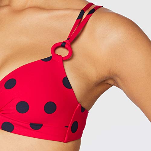 Women'secret, Parte Superior de bikini con foam y anillas, con abrochado trasero para Mujer, Rojo, 85B
