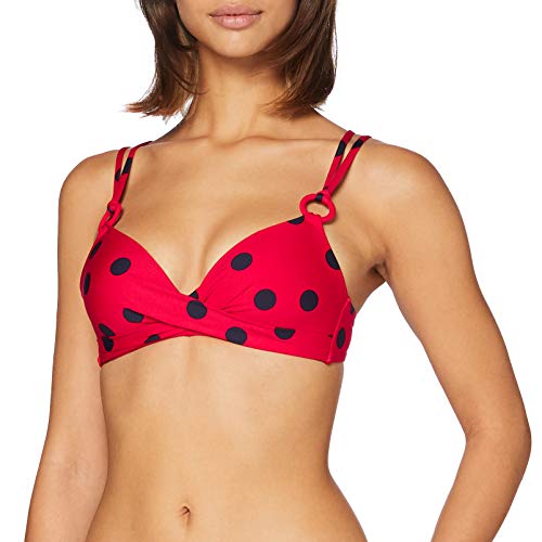 Women'secret, Parte Superior de bikini con foam y anillas, con abrochado trasero para Mujer, Rojo, 85B
