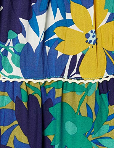 women'secret Vestido Largo con Estampado a Pisos de Flores, Tirantes Finos, Tejido con Mucho Vuelo y caída