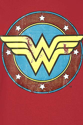 Wonder Woman Logo Mujer Camiseta Rojo S, 100% algodón, Regular