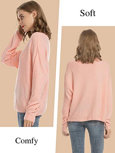 Woolen Bloom Jersey Punto Mujer Invierno Jersey Rayas Camiseta Manga Larga Sueter Basico Suelto Jerseys Camisa Tops Pull-Over Suéter Mujer Primavera Otoño Rosa