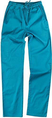 Work Team Conjunto Sanitario elástico. Casaca y Pantalón, Algodón Unisex Turquesa M