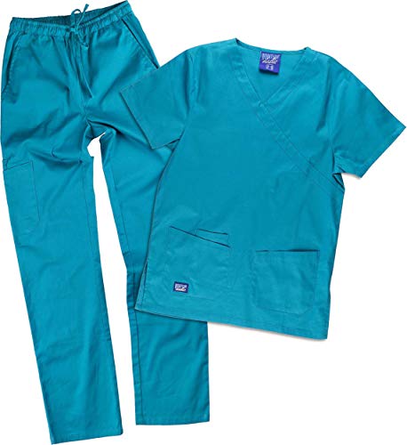 Work Team Conjunto Sanitario elástico. Casaca y Pantalón, Algodón Unisex Turquesa M