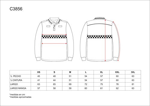 Work Team Polo Policía Manga Larga Combinado, con Cinta Reflectante termosellada y charreteras en Hombros. Hombre Marino+Amarillo A.V. L