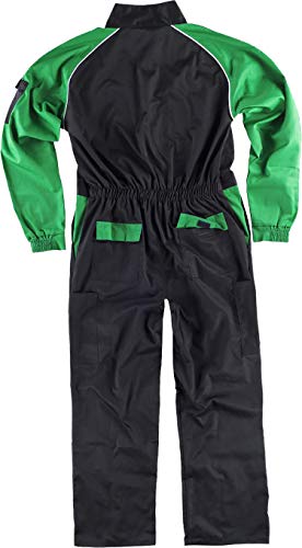 WorkTeam Buzo Recto con Cuello de Tira, Mangas y Detalles bicolores, Mono de Trabajo. Hombre Negro+Verde Pistacho 66