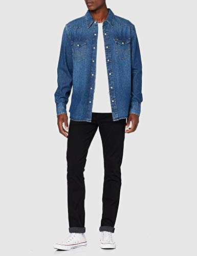 Wrangler Icons Camisa, Azul (1 Year 924), Large para Hombre