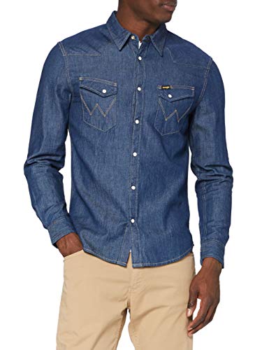 Wrangler LS Western Shirt Camisa, Darkstone, L para Hombre