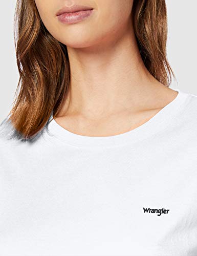 Wrangler Sign Off tee Camiseta, Blanco (White 989), Small para Mujer