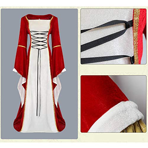 WTZWY Vestido de Cosplay gótico para Mujer Vestido renacentista hasta el Suelo Medieval Celta Vintage, Disfraces de Feria Medieval Vestido Largo irlandés de Terciopelo,Púrpura,XL
