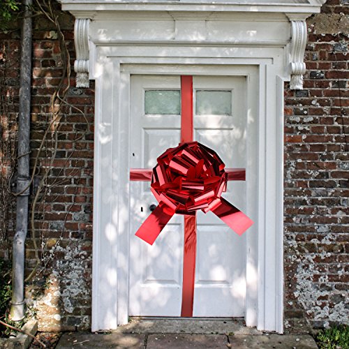 WXJ13 Lazos de coche de 40,6 cm de color rojo brillante con cinta de 6 m para regalos de Navidad, gran decoración de regalo, bailes, fiesta sorpresa, casas nuevas