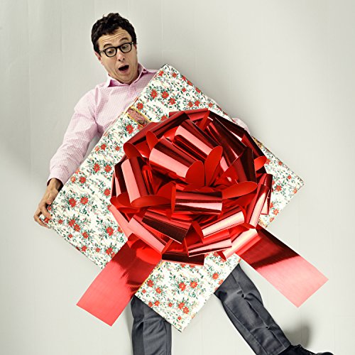 WXJ13 Lazos de coche de 40,6 cm de color rojo brillante con cinta de 6 m para regalos de Navidad, gran decoración de regalo, bailes, fiesta sorpresa, casas nuevas