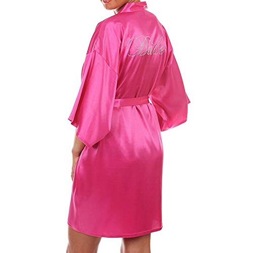 xiaokeai - Albornoz para Novia o Dama de Honor de satén de Seda sintética para Boda, Vestido de Novia o Dama de Honor con gráfico en la Espalda Novia Azul Claro L