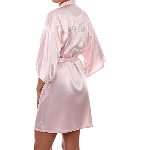 xiaokeai - Albornoz para Novia o Dama de Honor de satén de Seda sintética para Boda, Vestido de Novia o Dama de Honor con gráfico en la Espalda Novia Azul Claro L