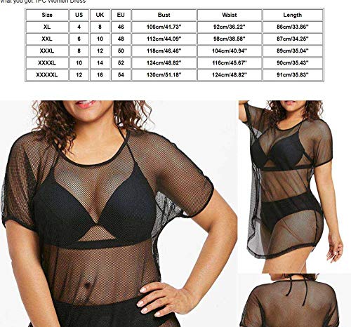 XQTX Ropa Interior Camisón Perspectiva Lencería Sexy Mujer Tallas Grandes Encaje Transparente Ropa Interior-Negro_XXXL