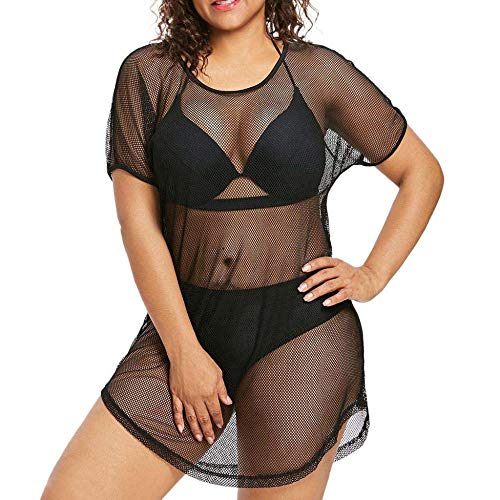 XQTX Ropa Interior Camisón Perspectiva Lencería Sexy Mujer Tallas Grandes Encaje Transparente Ropa Interior-Negro_XXXL