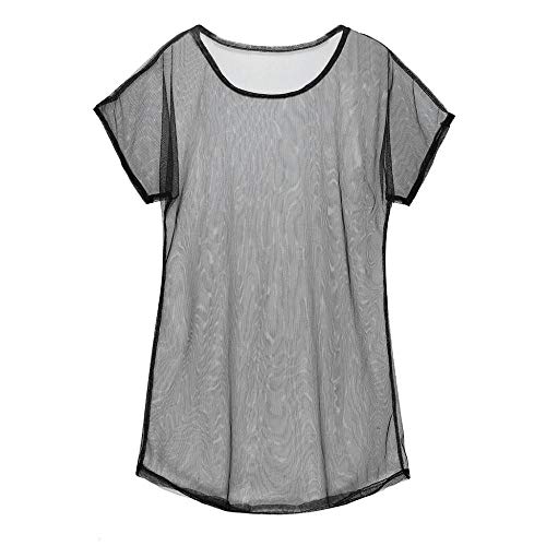 XQTX Ropa Interior Camisón Perspectiva Lencería Sexy Mujer Tallas Grandes Encaje Transparente Ropa Interior-Negro_XXXL