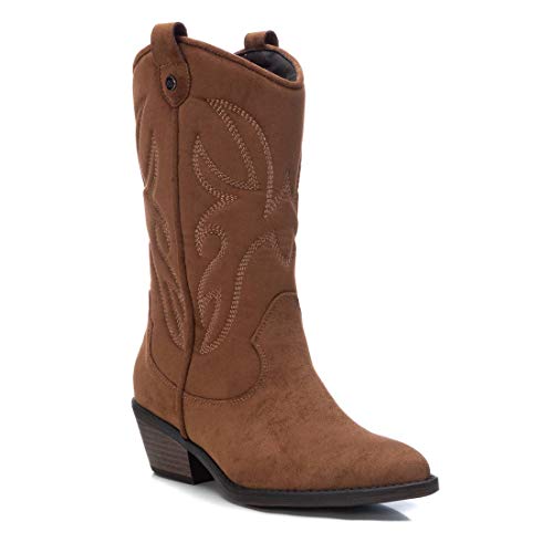 XTI - Bota Plana de Mujer campera - Cierre con Cremallera - Camel - 39 EU
