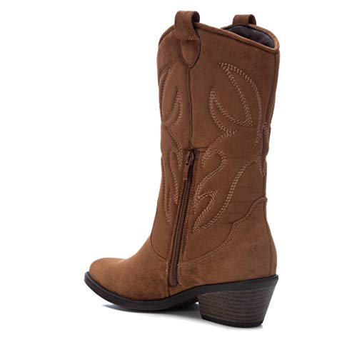 XTI - Bota Plana de Mujer campera - Cierre con Cremallera - Camel - 39 EU