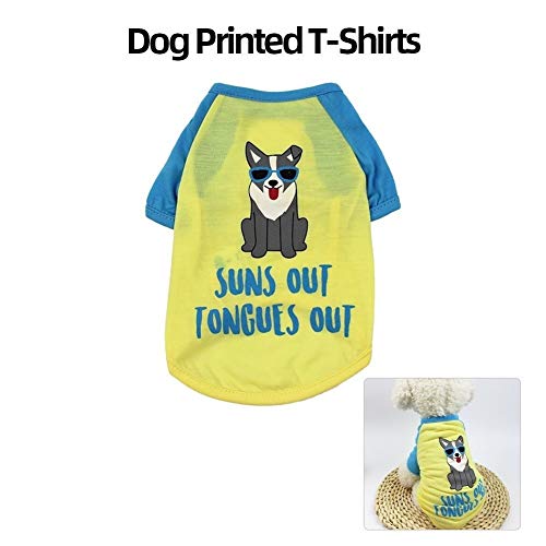 XuCesfs Ropa para mascotas Camisas para perros Camisetas para perros Camiseta estampada para mascotas Primavera Verano Ropa para perros Gatos (Color: Amarillo, Talla: M)