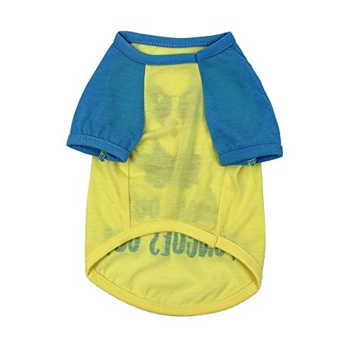 XuCesfs Ropa para mascotas Camisas para perros Camisetas para perros Camiseta estampada para mascotas Primavera Verano Ropa para perros Gatos (Color: Amarillo, Talla: M)