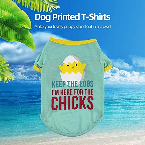 XuCesfs Ropa para mascotas Camisas para perros Camisetas para perros Camiseta estampada para mascotas Primavera Verano Ropa para perros pequeños Gatos (Color: Verde, Talla: M)